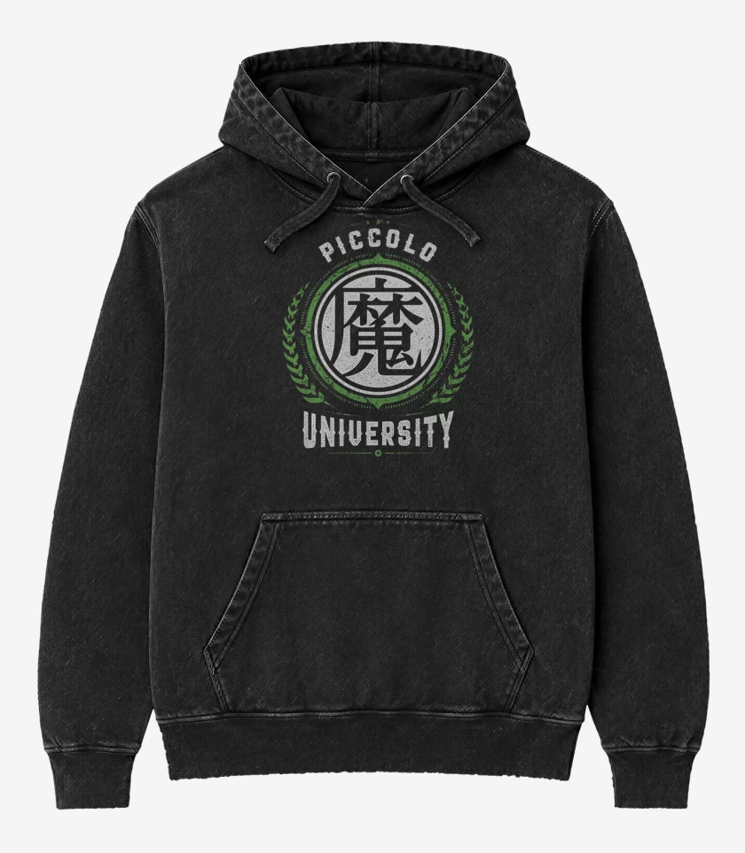 Poleron Canguro Acid Wash Negro de Piccolo University