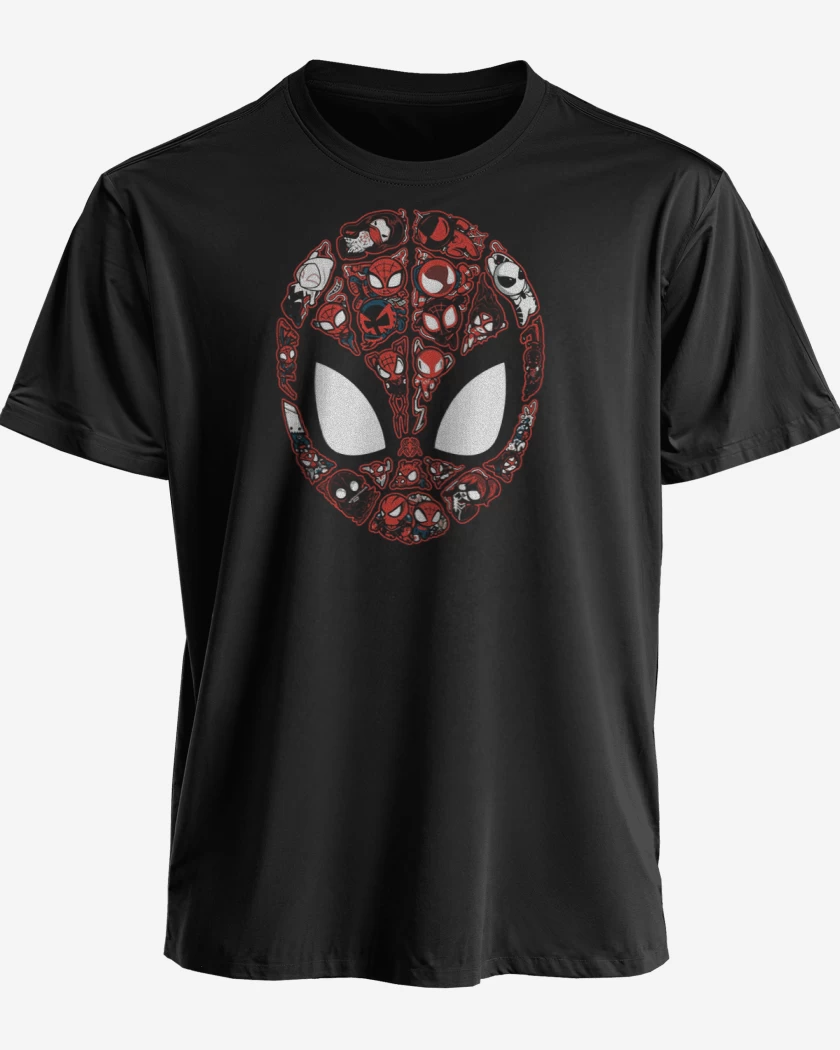 Polera premium Negro de spider faces