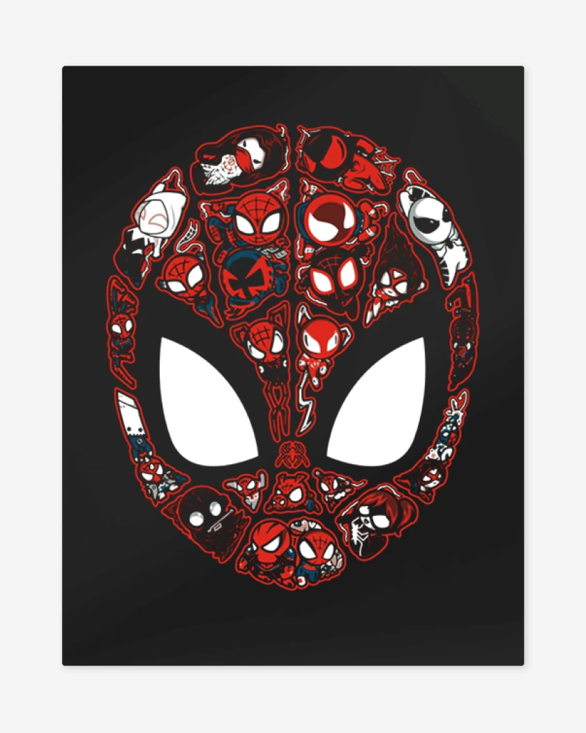 Print metalico Negro de spider faces