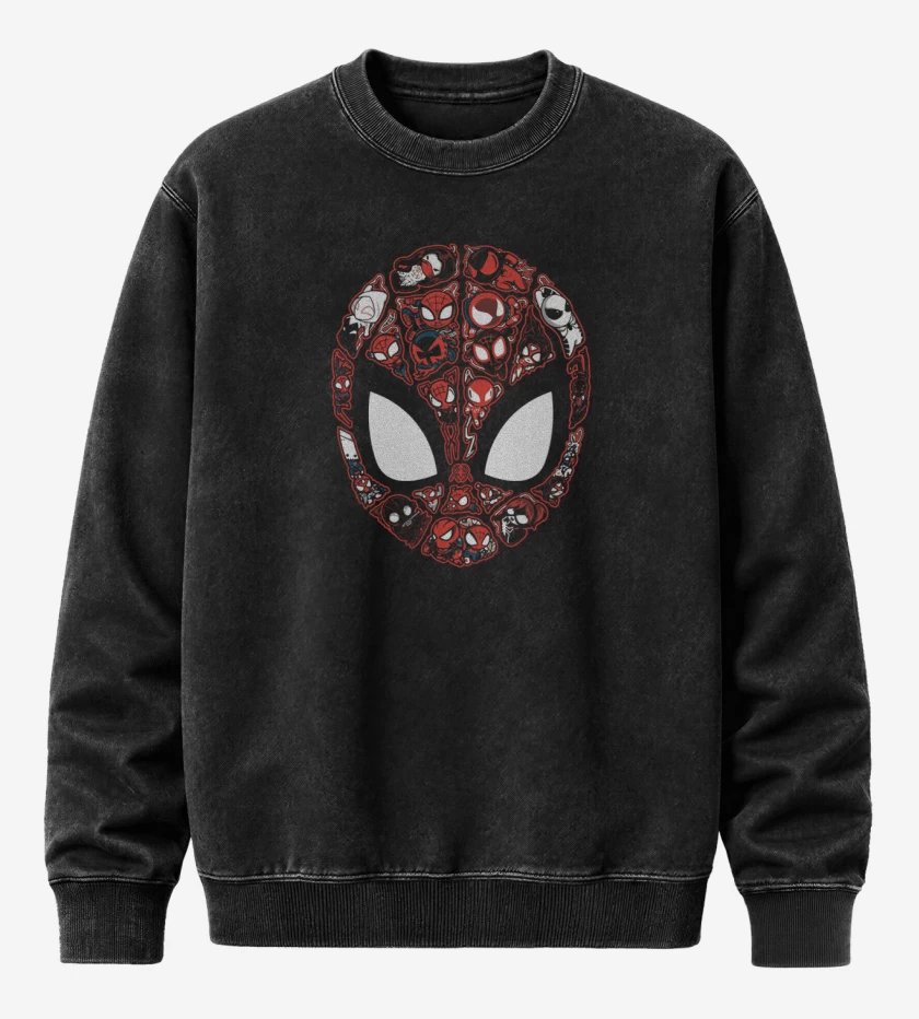 Poleron Polo Acid Wash Negro de spider faces