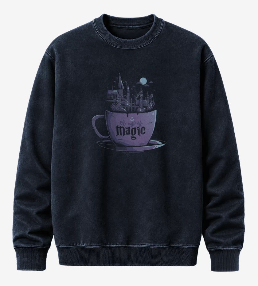 Poleron Polo Acid Wash Azul Marino de Una tasa de magia