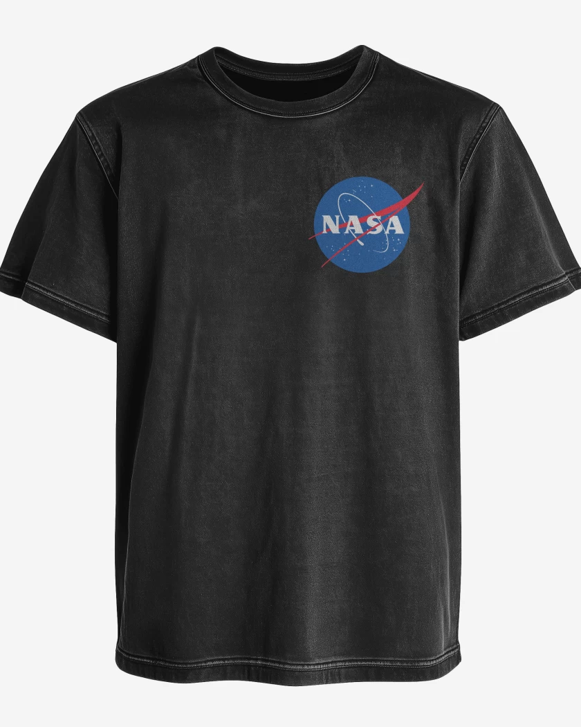 Polera desgastada Negro de Nasa bolsillo