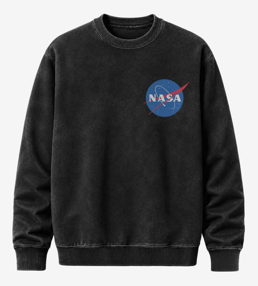 Poleron Polo Acid Wash Negro de Nasa bolsillo