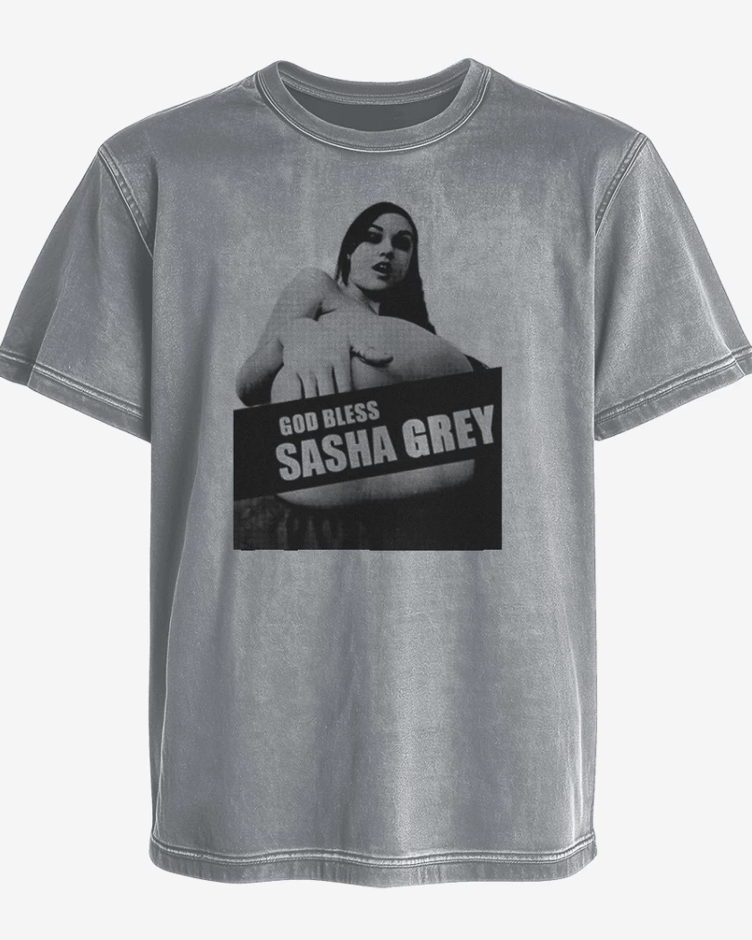 Polera desgastada Gris Melange de God bless sasha grey 2