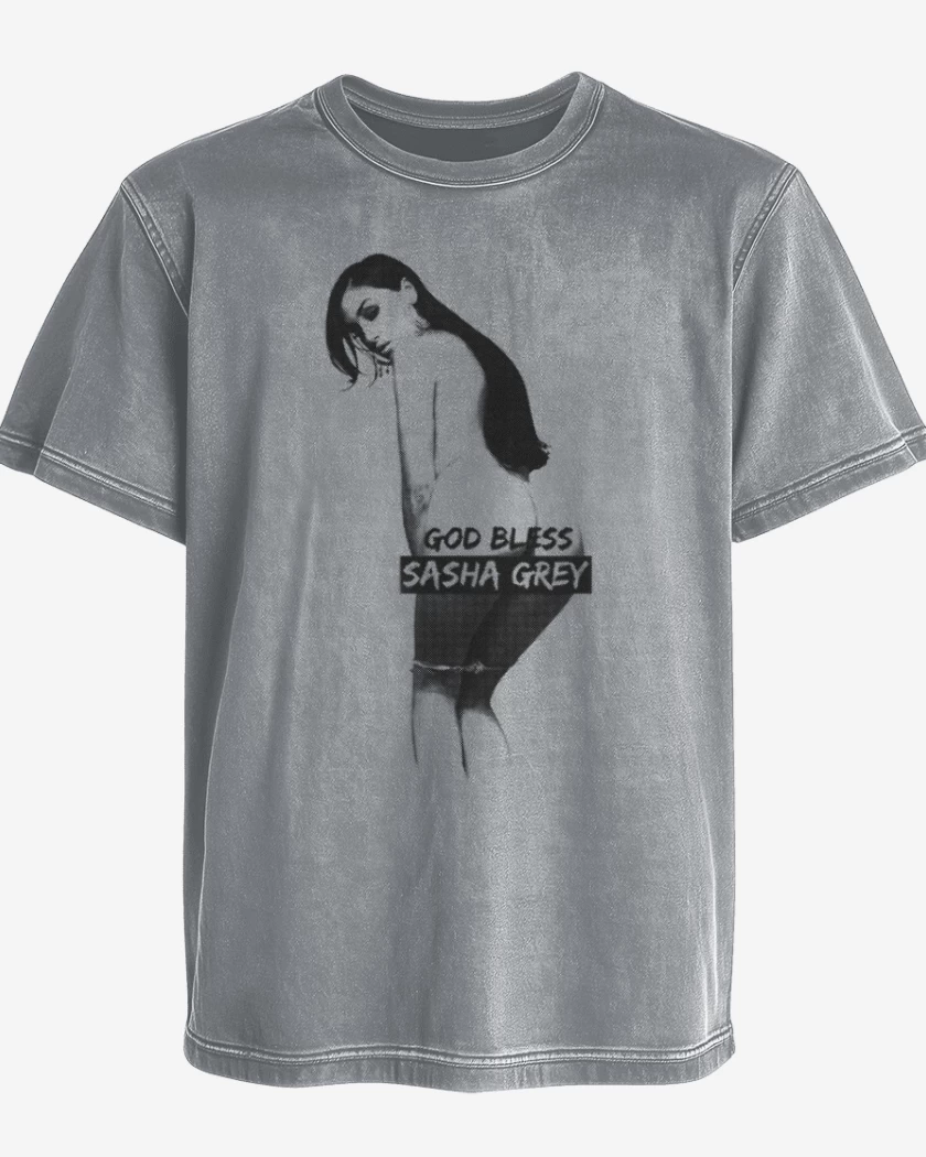 Polera desgastada Gris Melange de God bless sasha grey 3