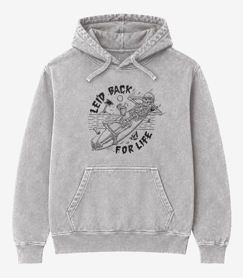 Poleron Canguro Acid Wash Gris Melange de leid back for life