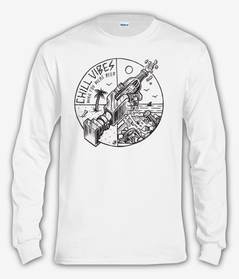 Polera manga larga Blanco de wish you were beer