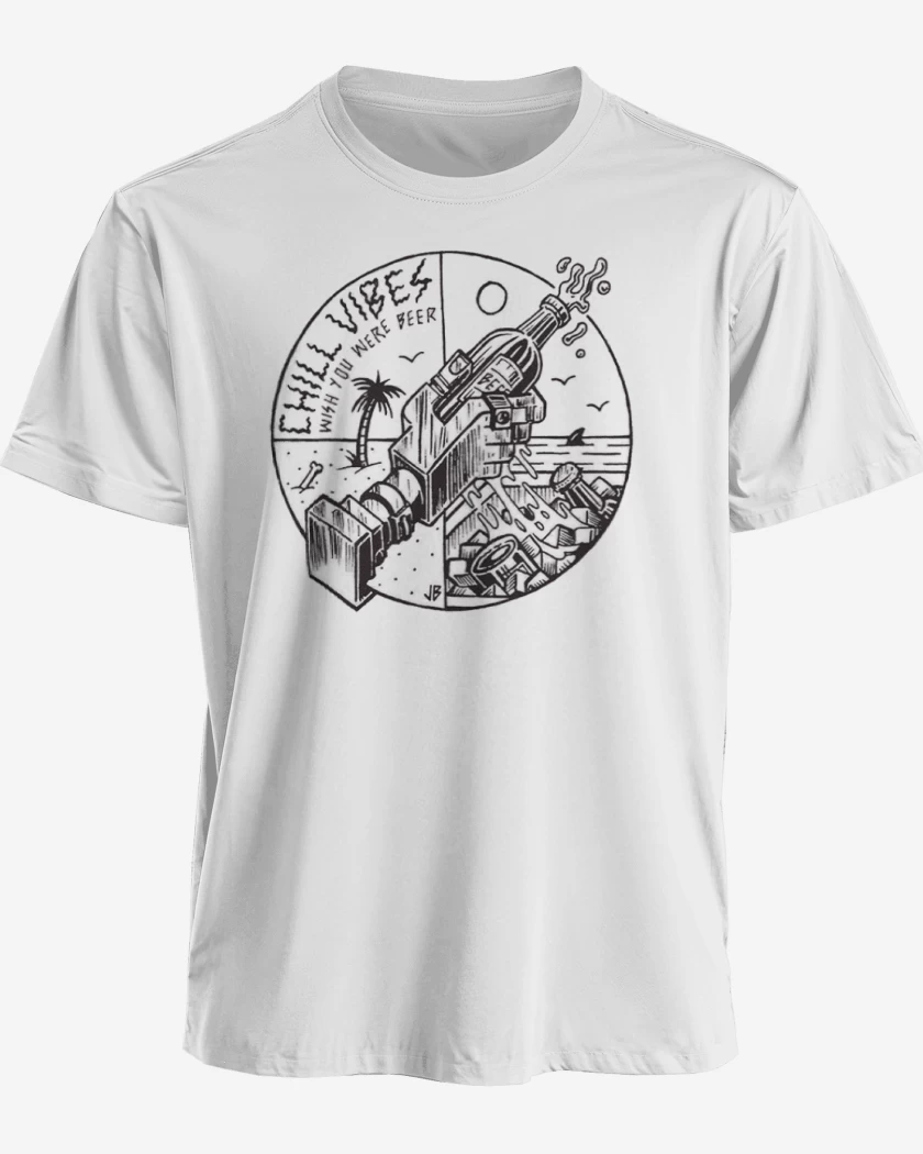 Polera premium Blanco de wish you were beer