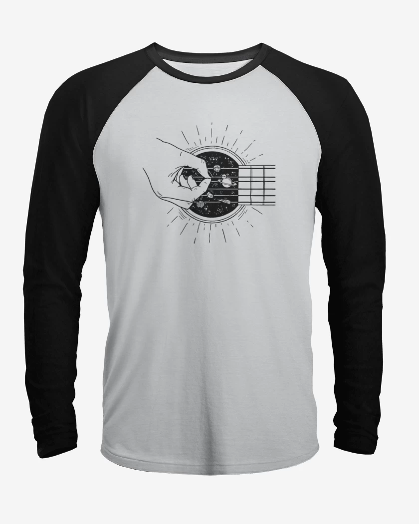 Polera Raglan Blanco / Negro de guitarra 2