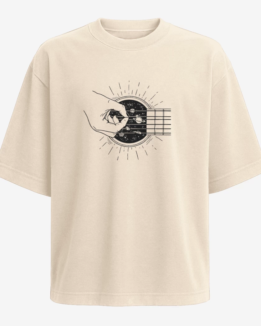 Polera Oversize Beige de guitarra 2