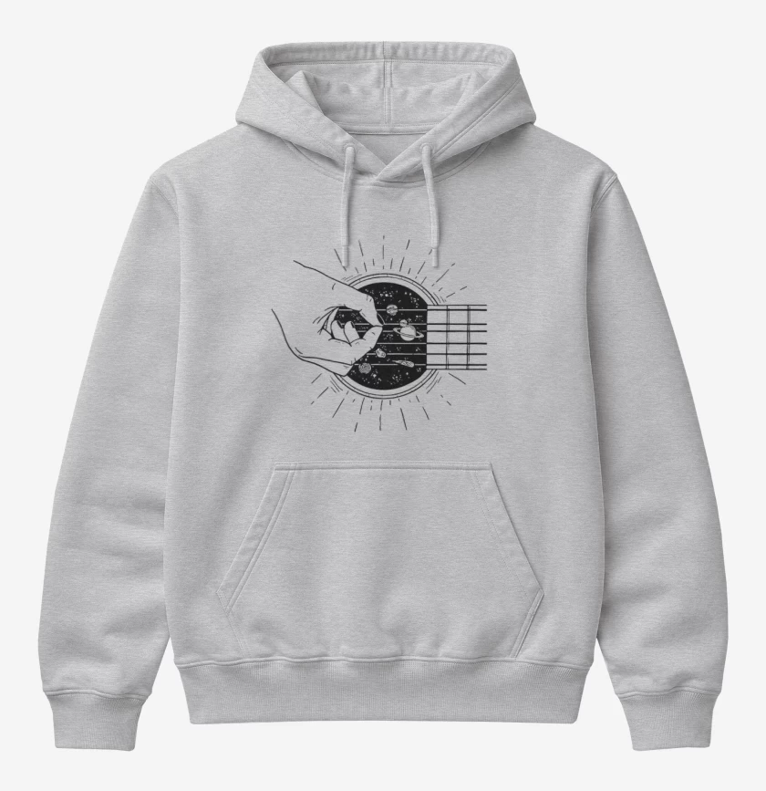 Poleron Canguro básico Gris Melange de guitarra 2