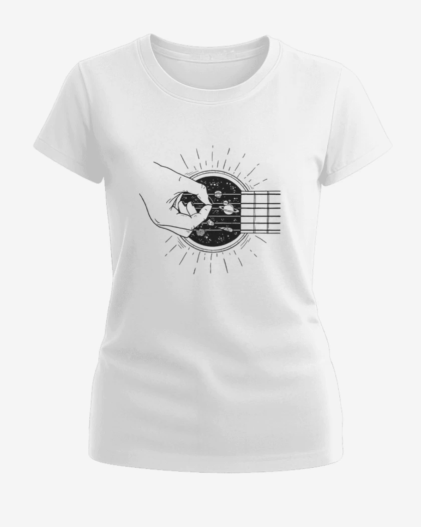 Polera de Mujer Blanco de guitarra 2