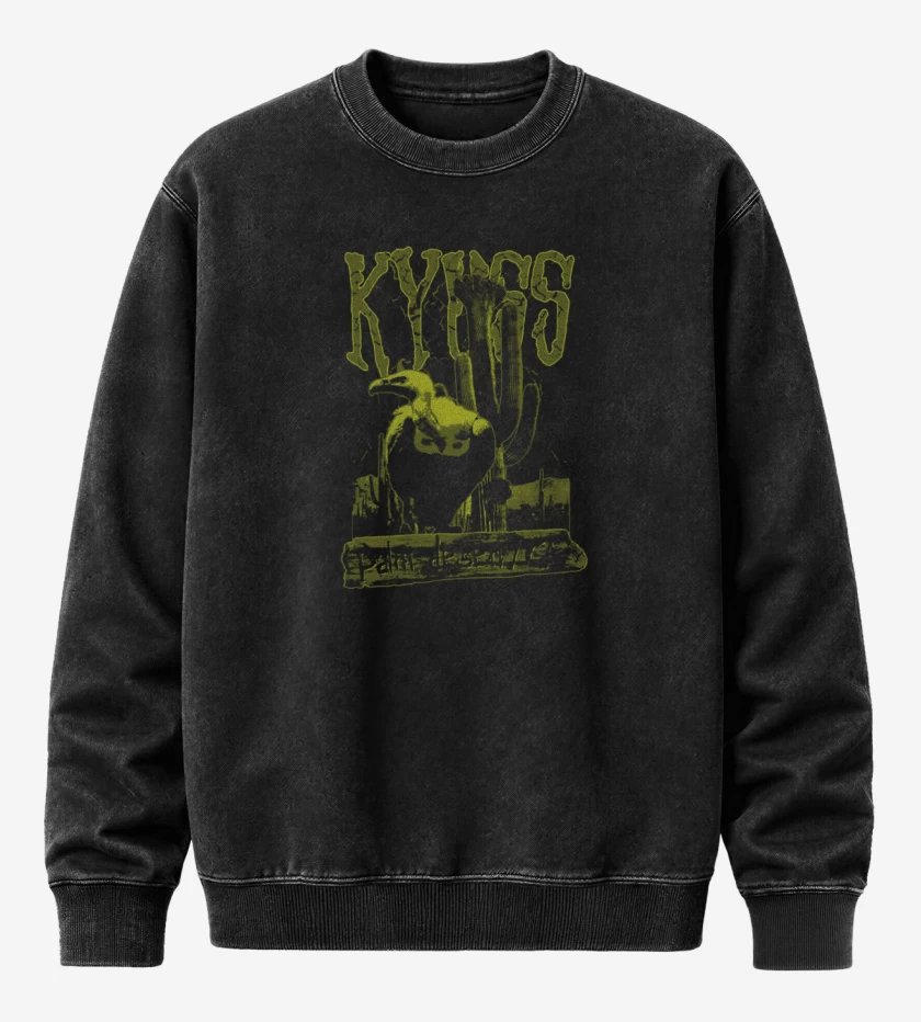 Poleron Polo Acid Wash Negro de Kyuss 3