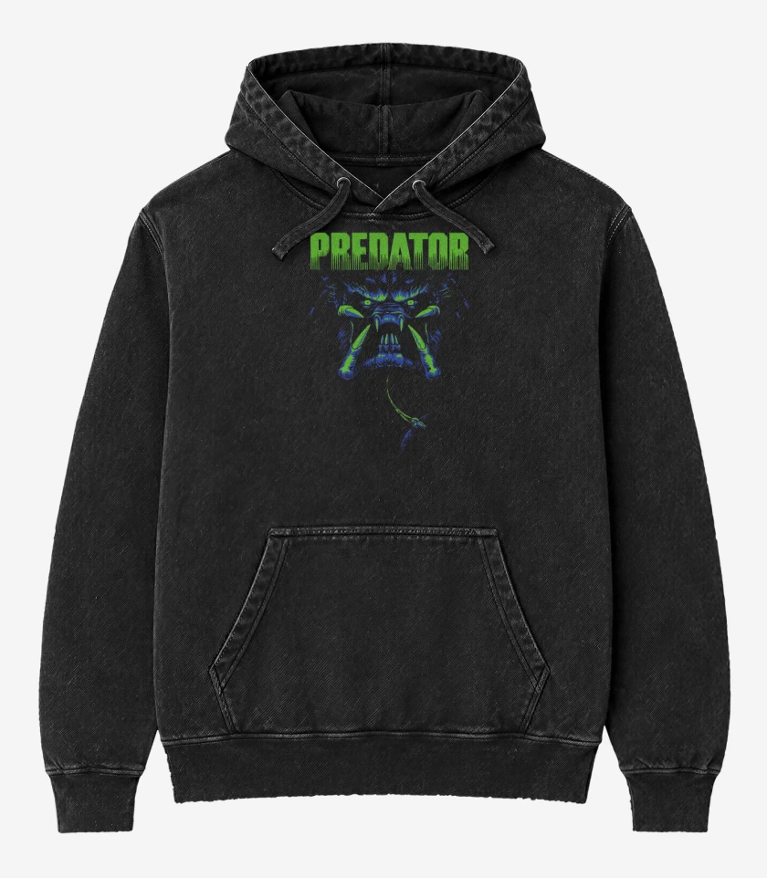 Poleron Canguro Acid Wash Negro de Predator 4
