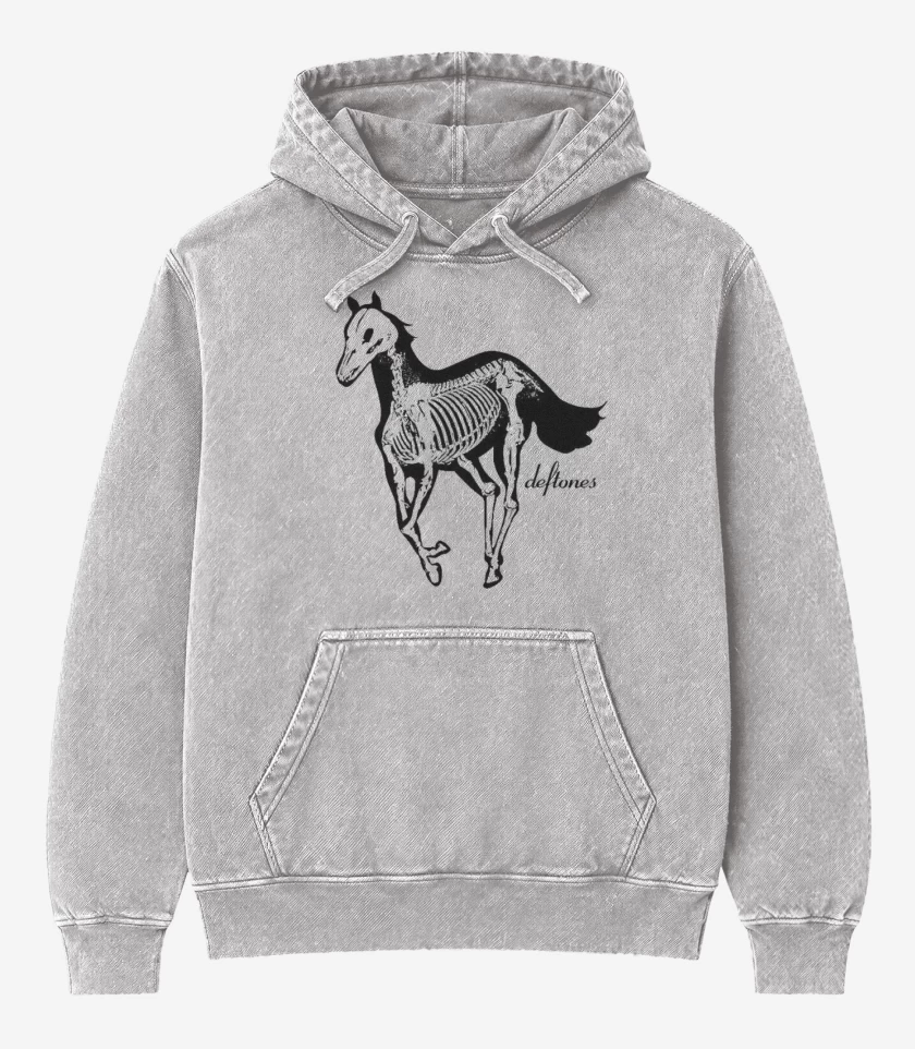 Poleron Canguro Acid Wash Gris Melange de Deftones pony