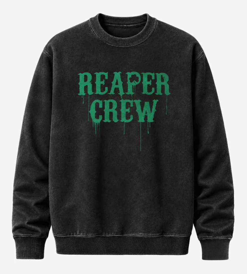 Poleron Polo Acid Wash Negro de Reaper crew
