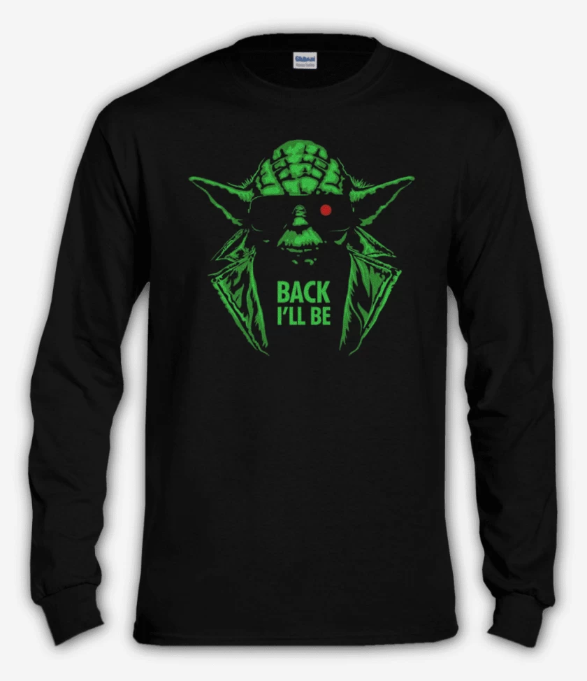 Polera manga larga Negro de Yoda the terminator