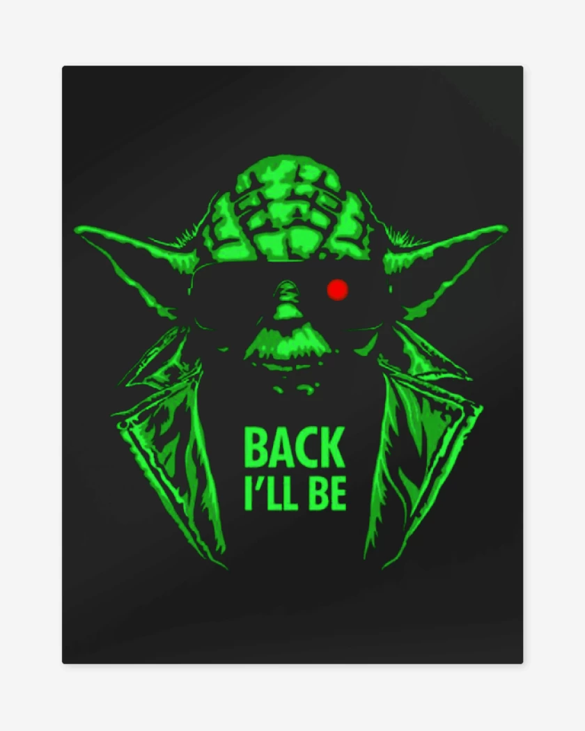 Print metalico Negro de Yoda the terminator