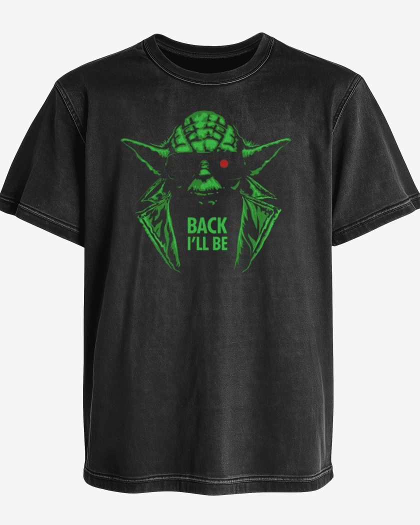 Polera desgastada Negro de Yoda the terminator
