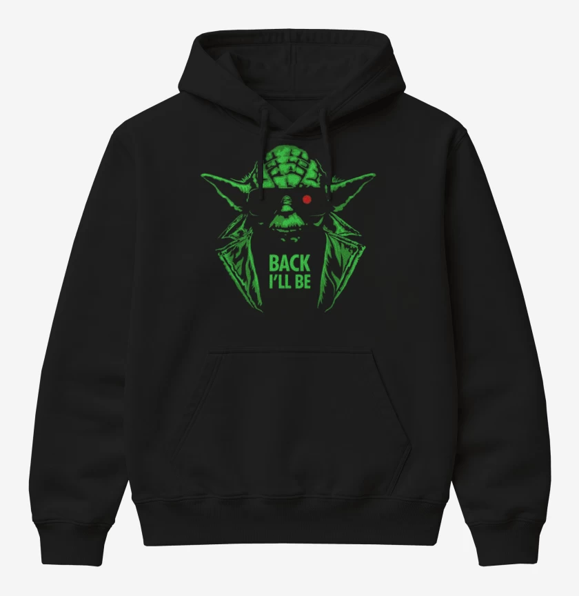 Poleron Canguro básico Negro de Yoda the terminator