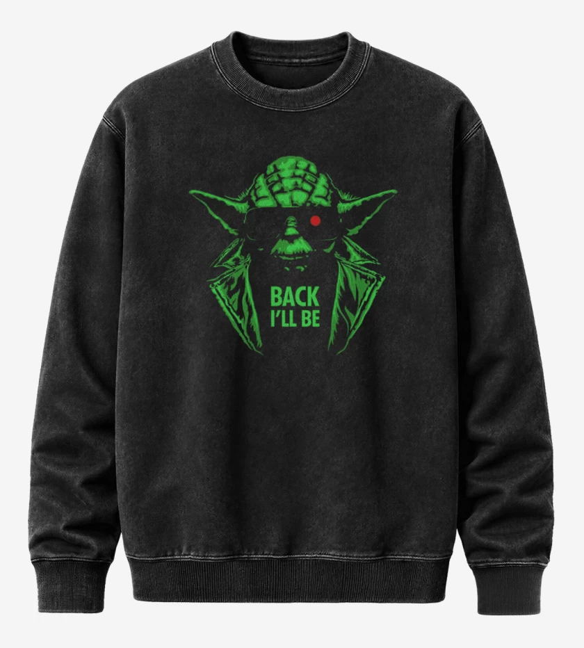 Poleron Polo Acid Wash Negro de Yoda the terminator
