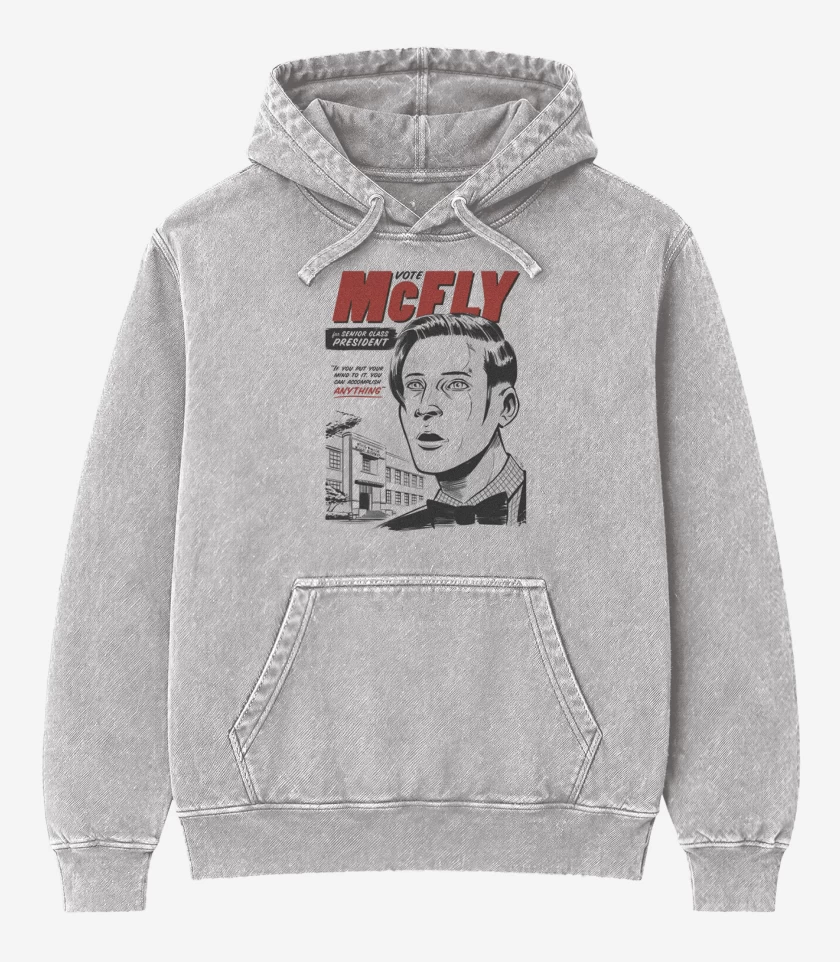 Poleron Canguro Acid Wash Gris Melange de Vote McFLY 