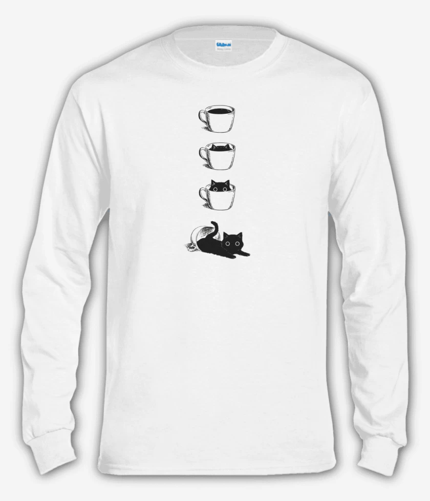 Polera manga larga Blanco de Coffe cat 