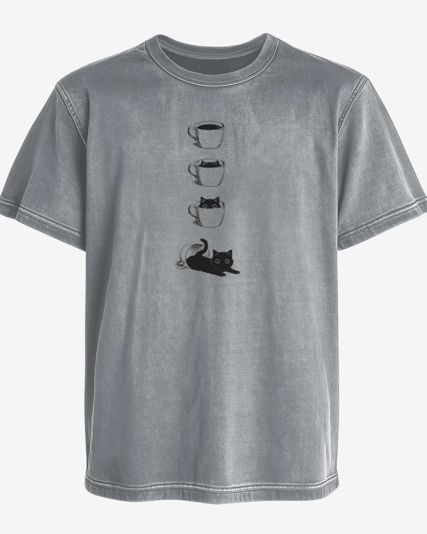 Polera desgastada Coffe cat 