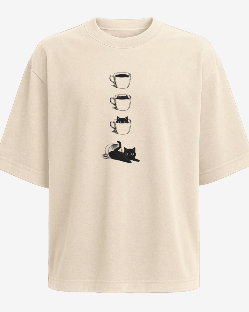 Polera Oversize Coffe cat 
