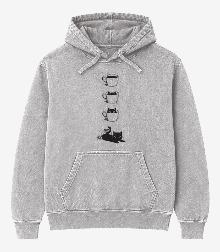 Poleron Canguro Acid Wash Gris Melange de Coffe cat 