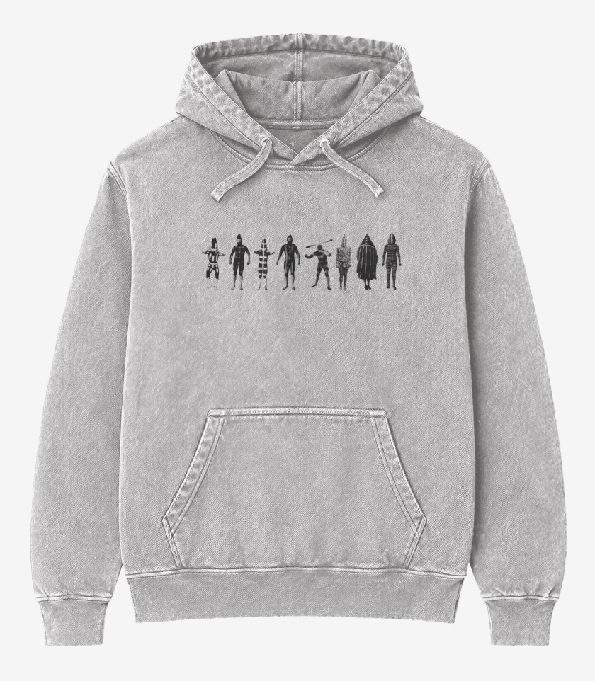 Poleron Canguro Acid Wash Gris Melange de Fueguinos 