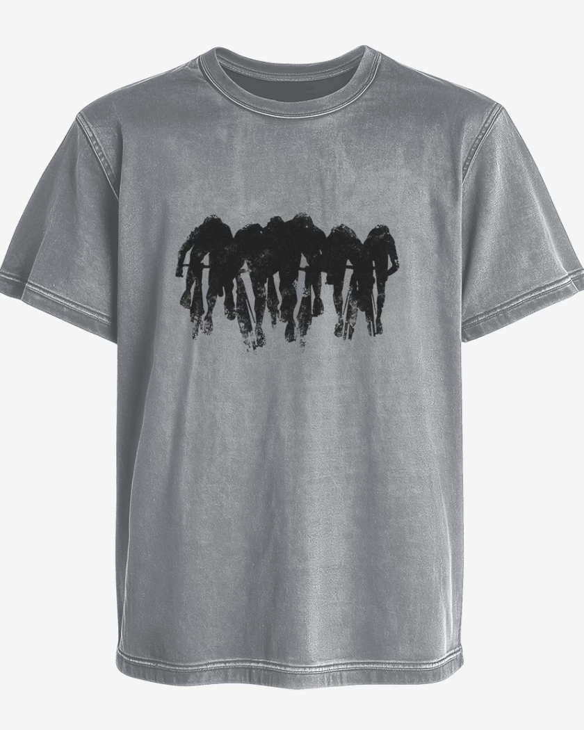 Polera desgastada Gris Melange de Cletada 