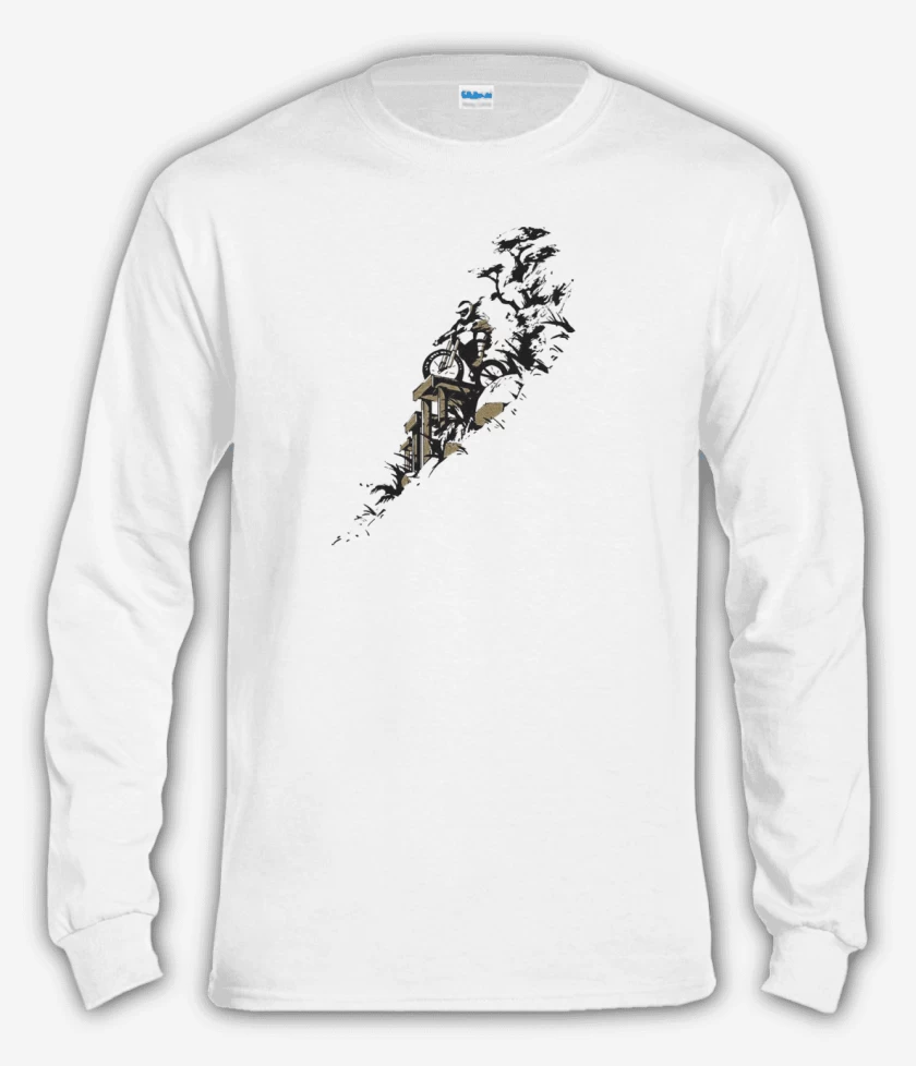 Polera manga larga Blanco de Bici descenso