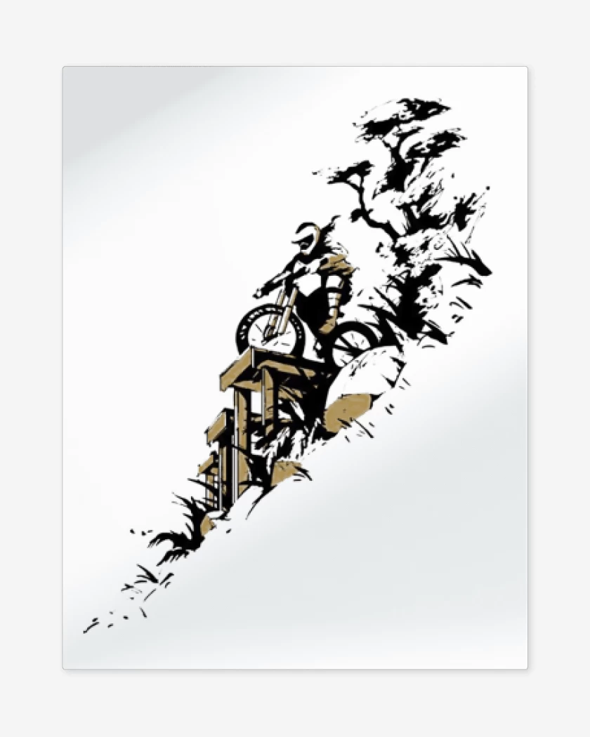 Print metalico Blanco de Bici descenso