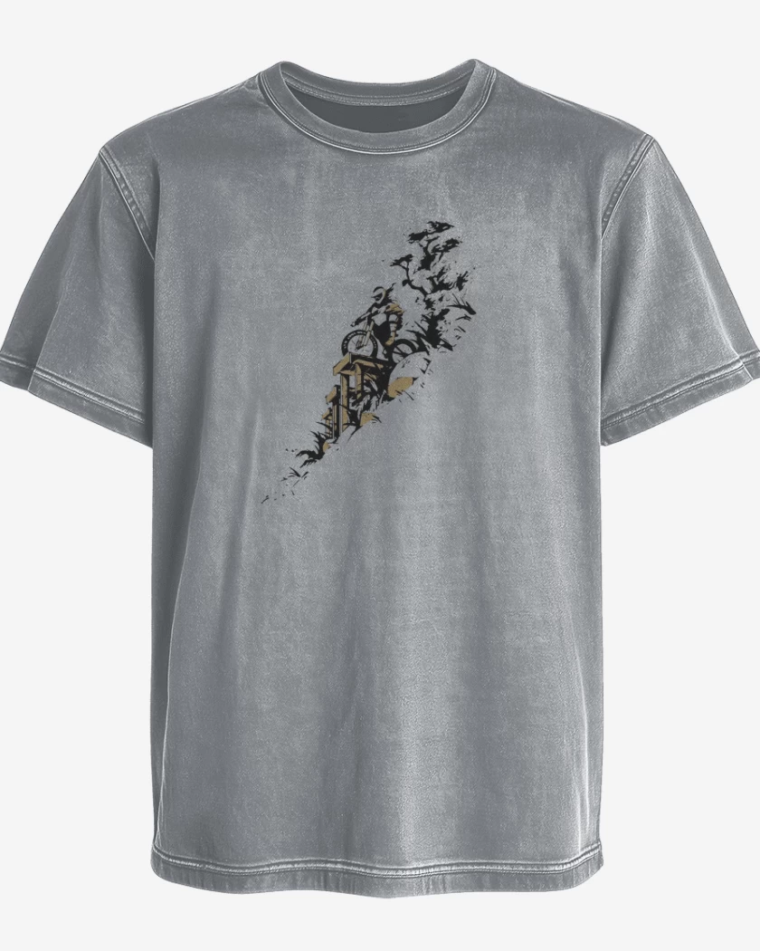 Polera desgastada Gris Melange de Bici descenso
