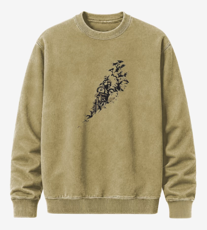 Poleron Polo Acid Wash Beige de Bici descenso