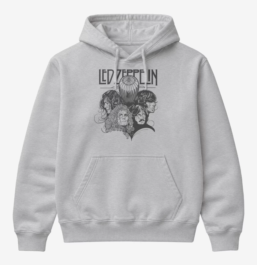 Poleron Canguro básico Gris Melange de Led Zeppelin 2