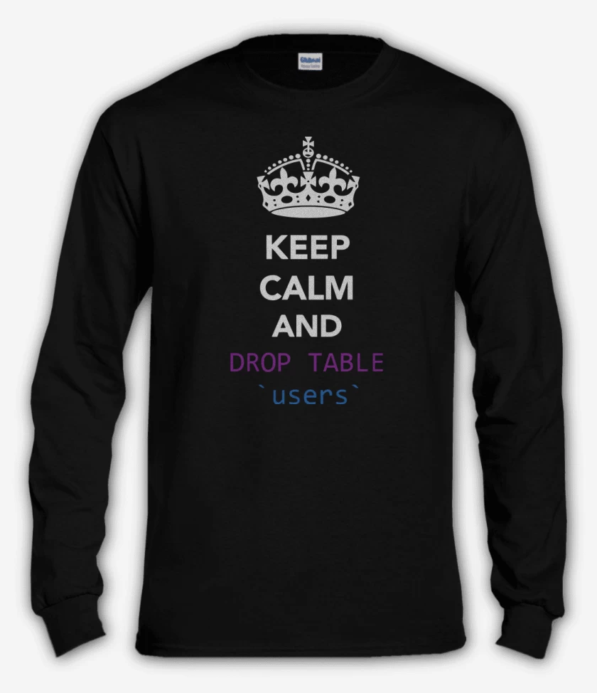 Polera manga larga Negro de Keep calm and drop table users