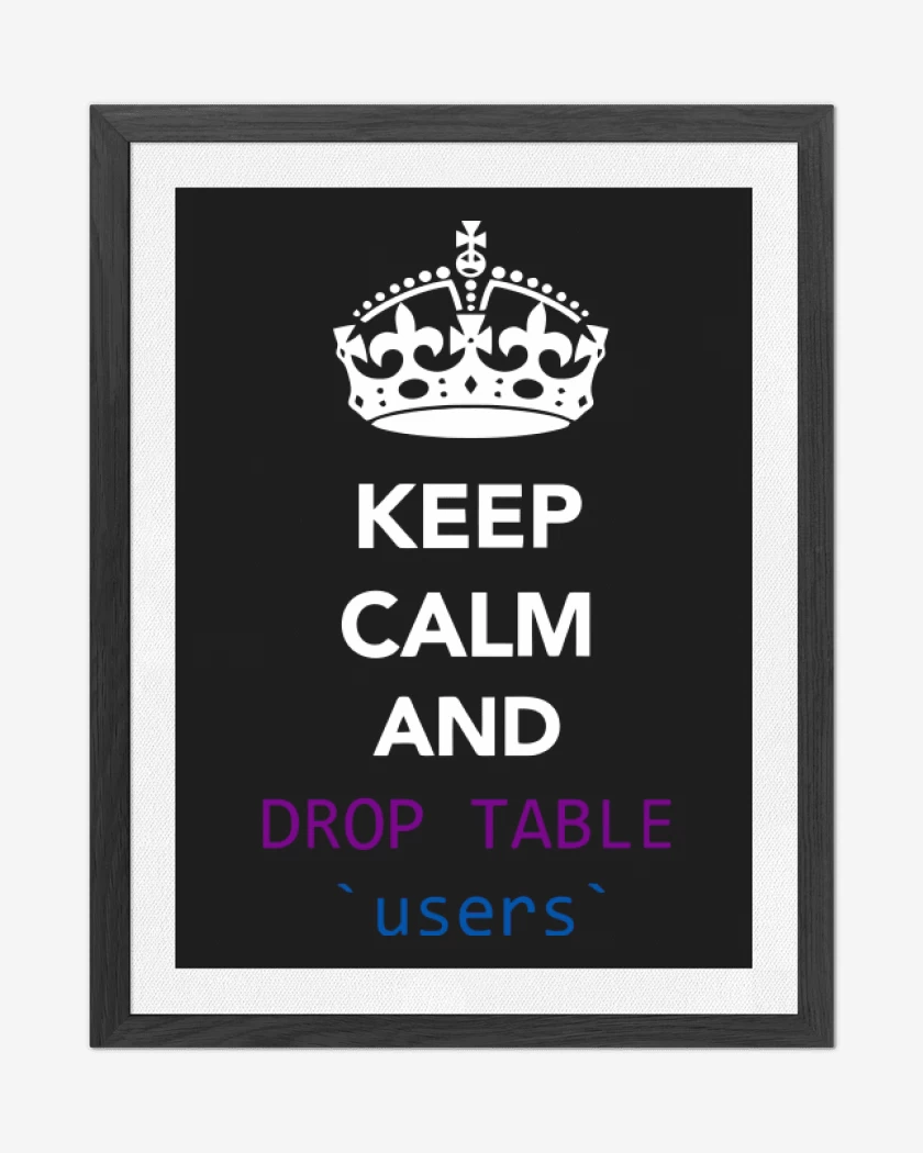 Cuadro decorativo Negro de Keep calm and drop table users