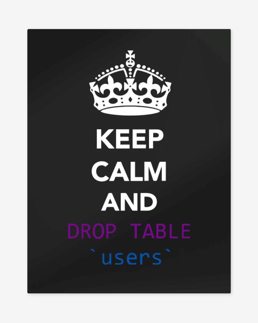 Print metalico Negro de Keep calm and drop table users