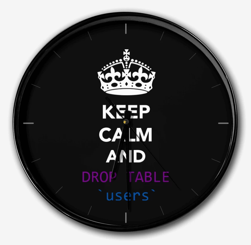 Reloj Keep calm and drop table users