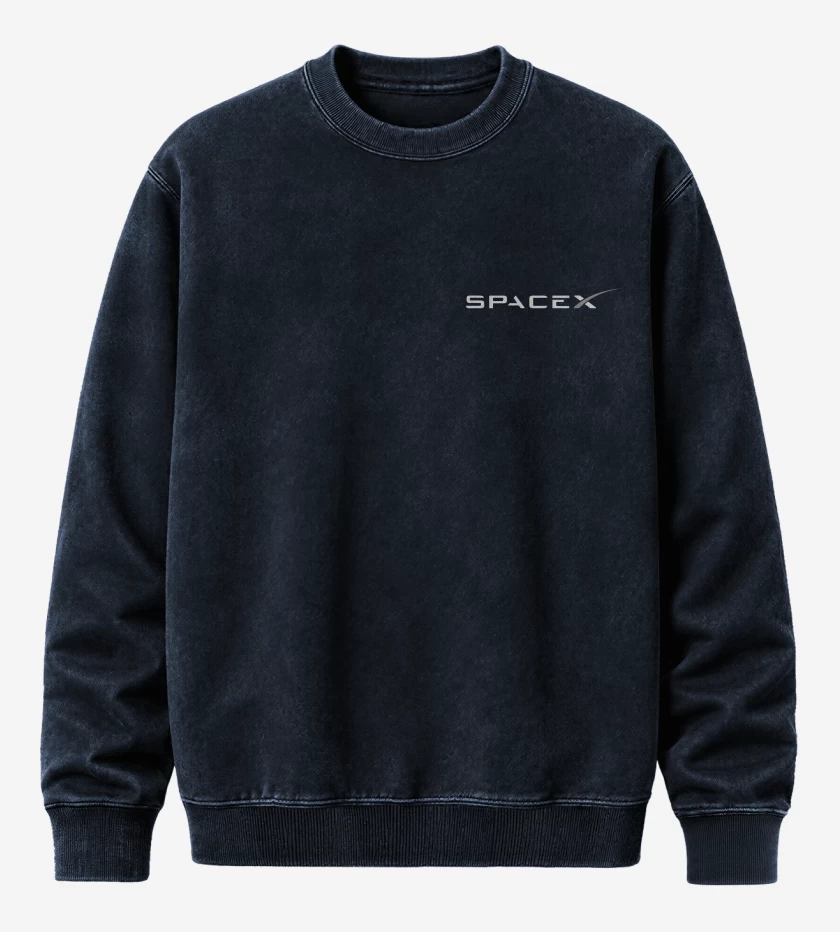 Poleron Polo Acid Wash Azul Marino de Space X