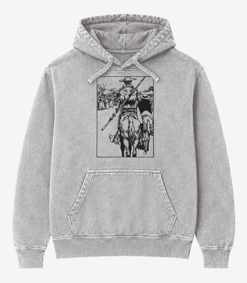 Poleron Canguro Acid Wash Gris Melange de Don Quijote 
