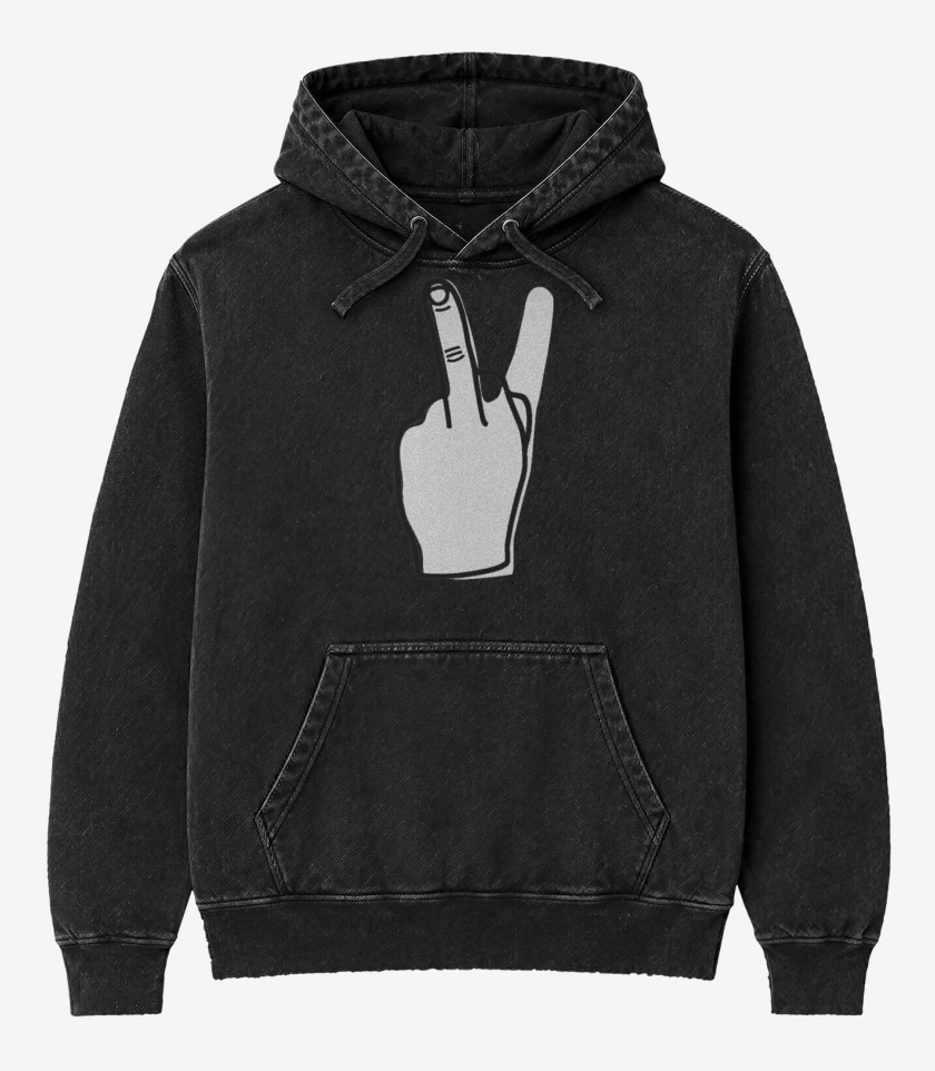 Poleron Canguro Acid Wash Negro de Amor y Fuck 