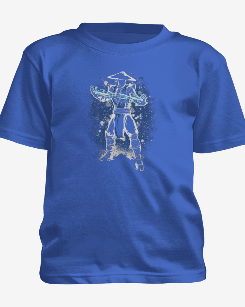Polera de niño Azul Rey de Raiden Dios Trueno MortalKombat