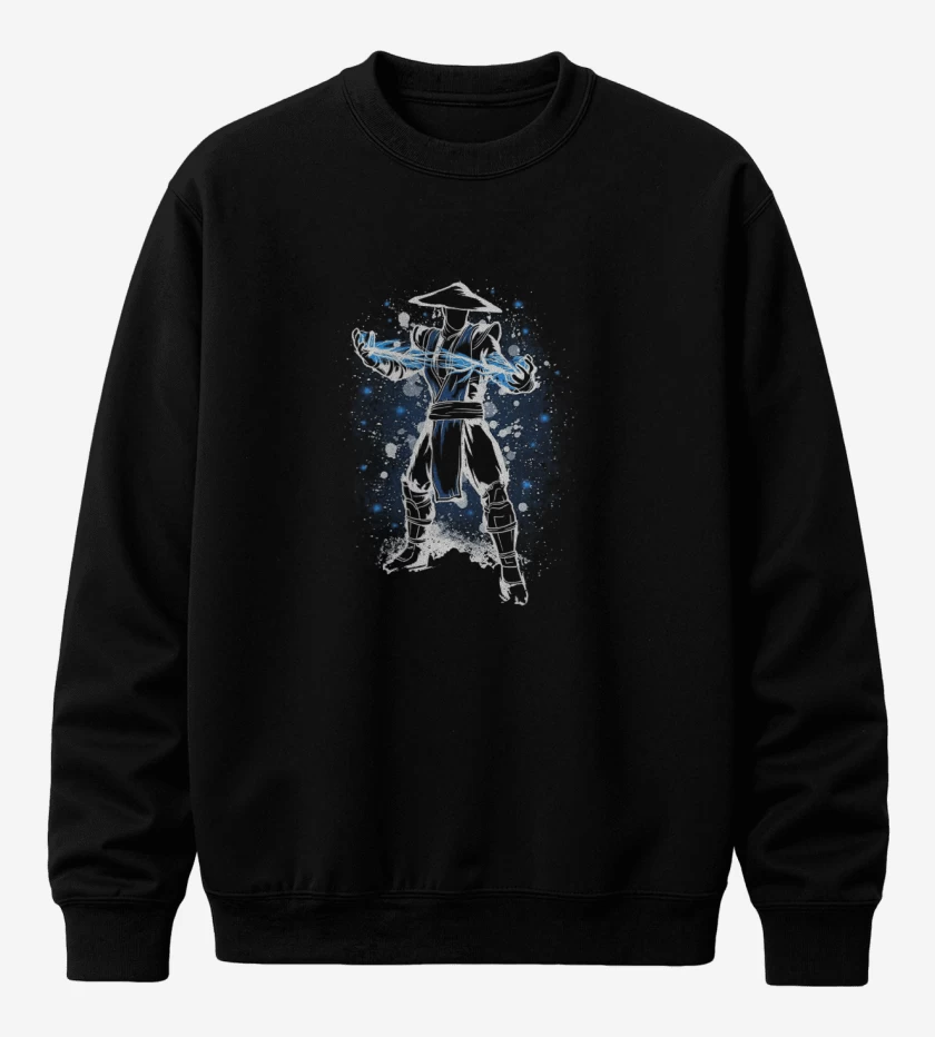 Poleron polo Negro de Raiden Dios Trueno MortalKombat