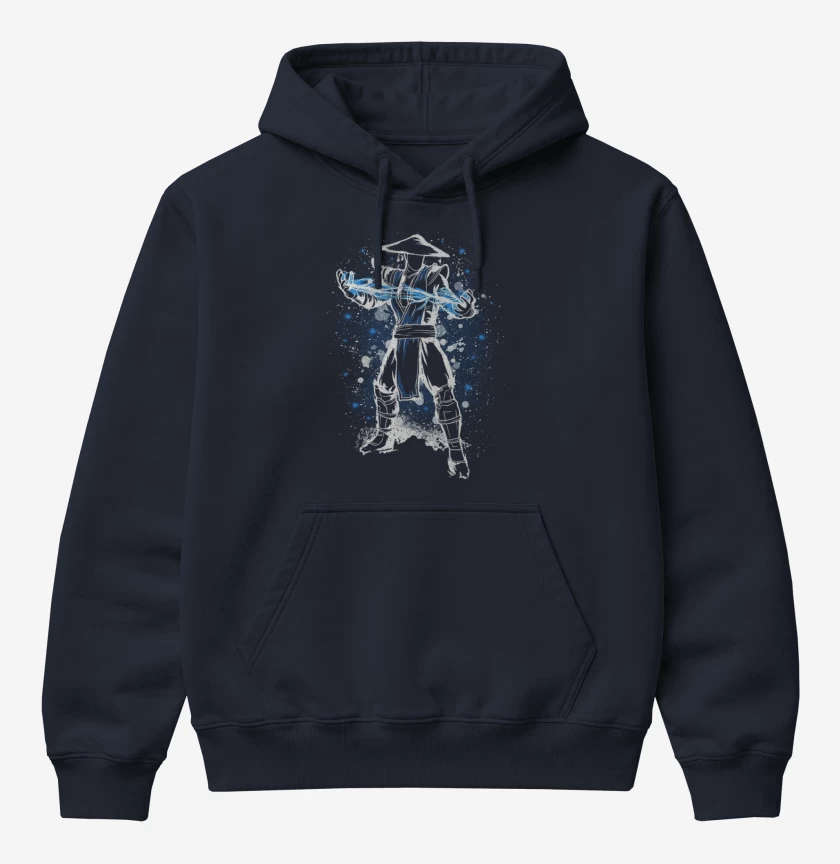 Poleron Canguro básico Azul Marino de Raiden Dios Trueno MortalKombat