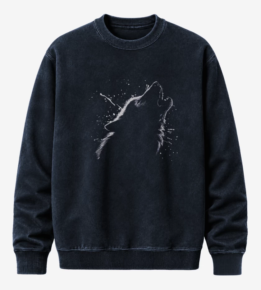 Poleron Polo Acid Wash Azul Marino de Lobo