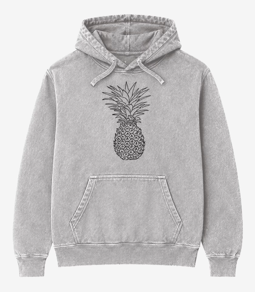 Poleron Canguro Acid Wash Gris Melange de Piña!