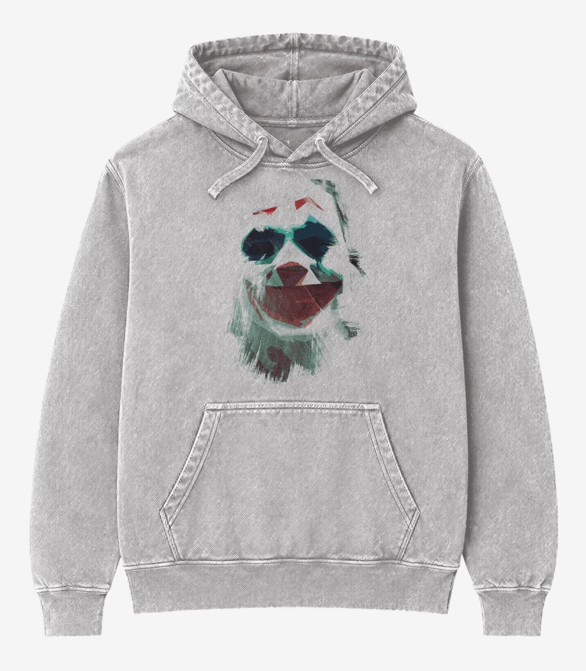 Poleron Canguro Acid Wash Gris Melange de Phoenix
